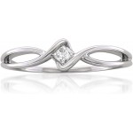 10k White Gold Princess-cut Diamond Promise Ring (1/10 cttw, I-J, I1-I2)