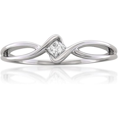 10k White Gold Princess-cut Diamond Promise Ring (1/10 cttw, I-J, I1-I2)