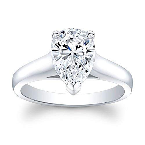 Women's Pear Brilliant White Sapphire Engagement ring in 14 karat white gold Women's Pear Brilliant White Sapphire Engagement ring in 14 karat white gold