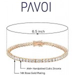 PAVOI 14K Gold Plated Cubic Zirconia Classic Tennis Bracelet | Gold Bracelets for Women | Size 6.5-7.5 Inch