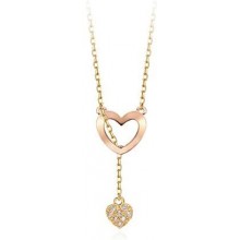 HXUJ 18K Yellow and Rose Gold Certified 0.04ct Round Natural Diamonds Cute Wedding/Romantic Jewelery and Jewelry Necklaces & Chokers Necklaces