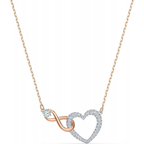 Swarovski Women's Infinity Heart Bangle Bracelet & Necklace Rose-Gold Tone Finish Crystal Jewelry Collection Swarovski Women's Infinity Heart Bangle Bracelet & Necklace Rose-Gold Tone Finish Crystal Jewelry Collection
