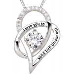 ALOV Jewelry Sterling Silver I Love You to The Moon and Back Love Heart Cubic Zirconia Pendant Necklace ALOV Jewelry Sterling Silver I Love You to The Moon and Back Love Heart Cubic Zirconia Pendant Necklace