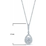 Olive &amp; Hill Fine Jewelry 14K White Gold 3/8 Cttw Round-Brilliant Diamond Cluster Inside Pave Style Teardrop ⅞&rdquo; Pendant Necklace with Rolo Chain (H-I Color, SI1-SI2 Clarity)